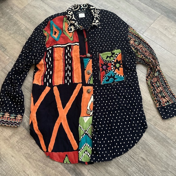 Vintage Carole Little Button Down Print Blouse - Picture 3 of 6